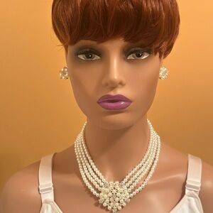 Pearl Statement Necklace and Earring Set